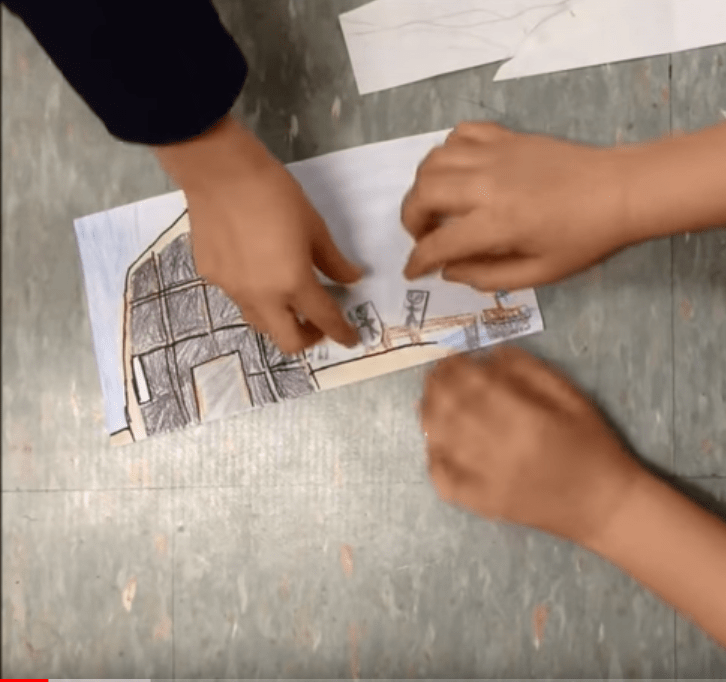 4th Grade students recording a scene from "The Big Wave" by Pearl Buck. 