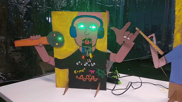 Animated gif of rock star robots in action.